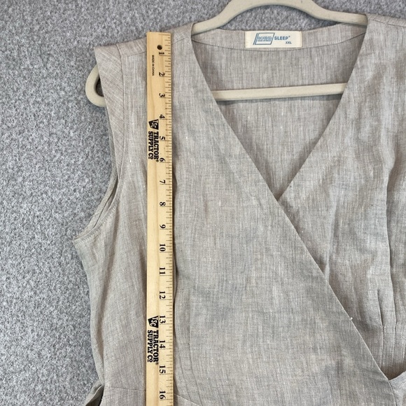 Sound Sleep linen maxi wrap dress XXL taupe preppy minimalist luxury resort - Picture 5 of 11